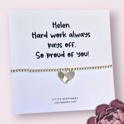 Hard Work Pays Off Bracelet | So Proud of You | Silver-Plated  | Graduation  | Motivational Quote Jewellery | Success Bracelet -Personalised