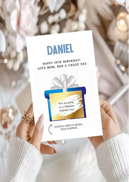 Personalised Birthday Scratch to Reveal Card: Surprise Gift Ticket - Scratch off