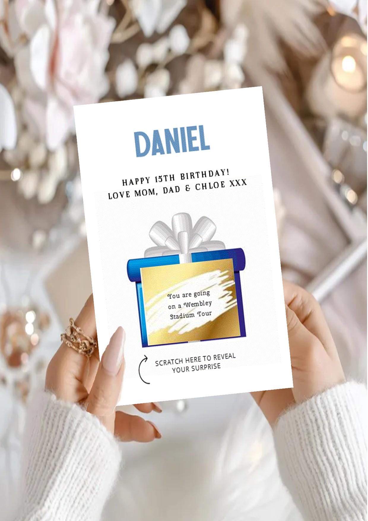 Personalised Birthday Scratch to Reveal Card: Surprise Gift Ticket - Scratch off
