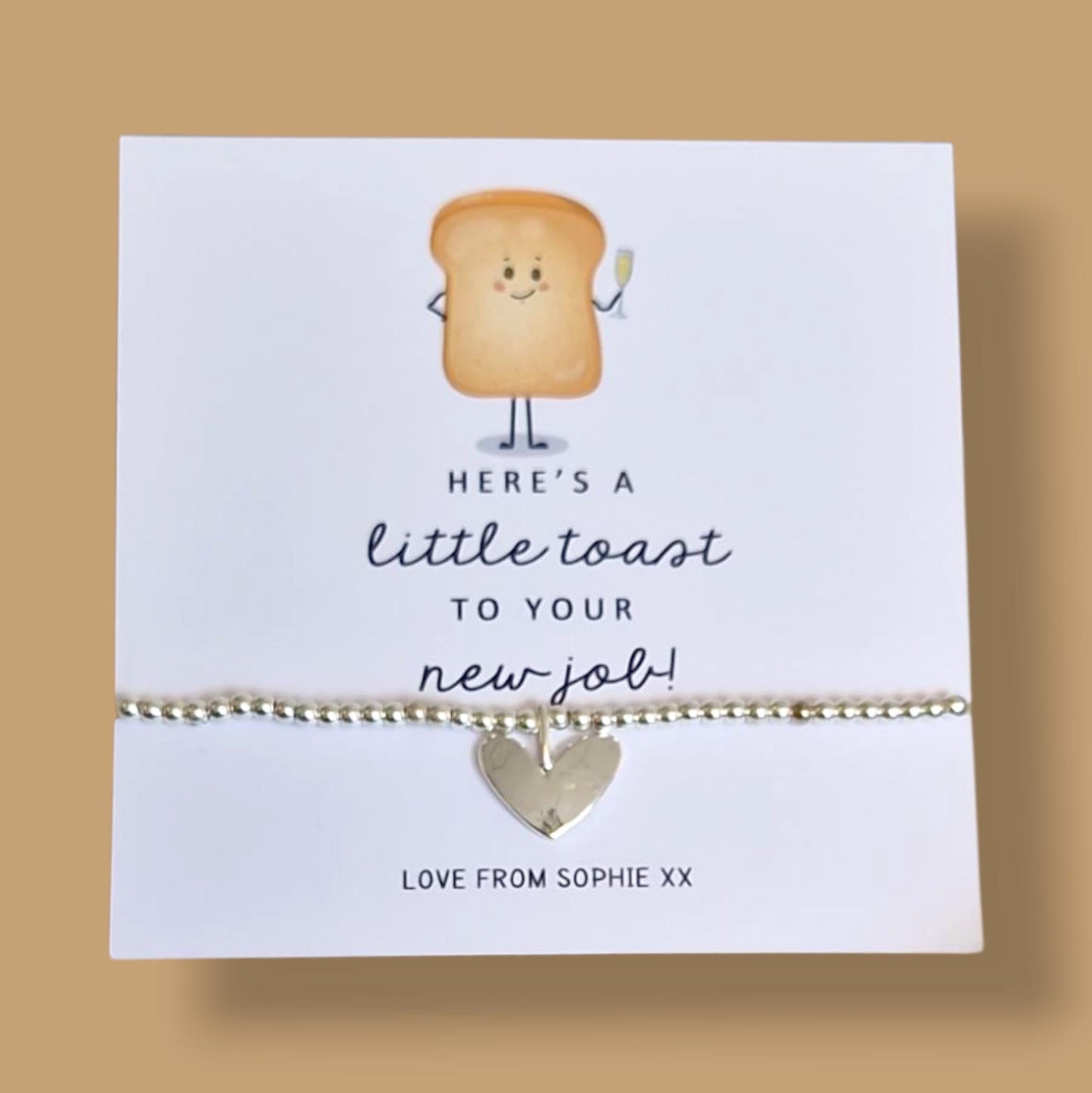 Personalised New Job Silver Bracelet: Funny Congratulations Gift - Toast to your new job