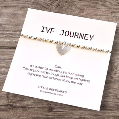 Personalised IVF Journey Bracelet: Silver Plated Heart Charm, Fertility Gift, Encouragement , Hope Gift