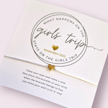 Girls Trip, Holiday, Weekend 2026 Wish Bracelet: Friendship jewellery Keepsake - Personalised