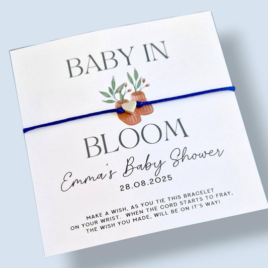 Boho Baby in Bloom Wish Bracelet: Floral Baby Shower Favour - Wish String - Guest Gift