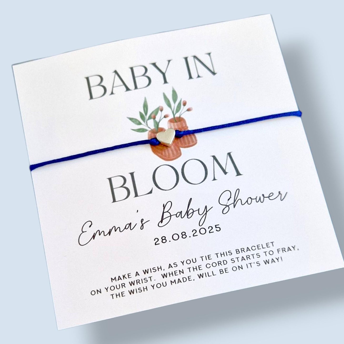 Boho Baby in Bloom Wish Bracelet: Floral Baby Shower Favour - Wish String - Guest Gift