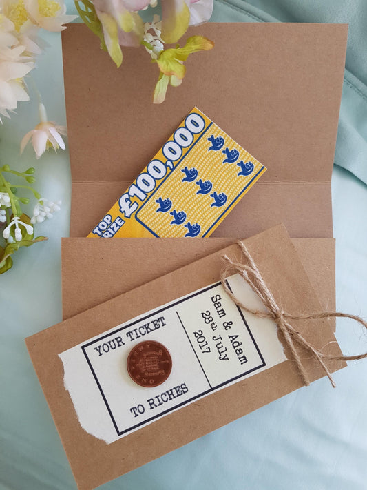 Rustic Wedding Scratch Card Holder: Empty Favor Envelope