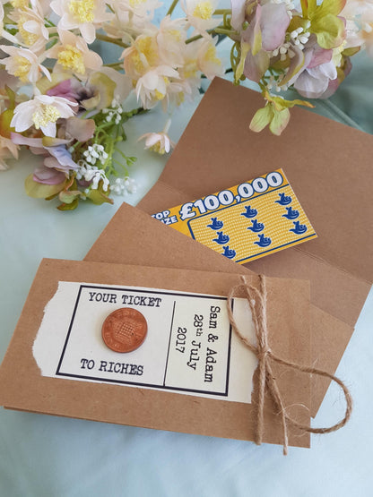 Rustic Wedding Scratch Card Holder: Empty Favor Envelope