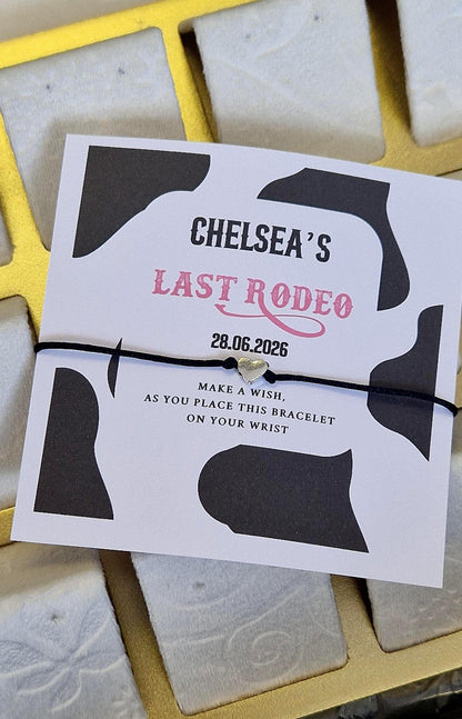Last Rodeo Black and White CowGirl Hen Party Wish Bracelets - Personalised  - Goodie Bag Filler - Hen Weekend, Hen Do- Final Hoedown
