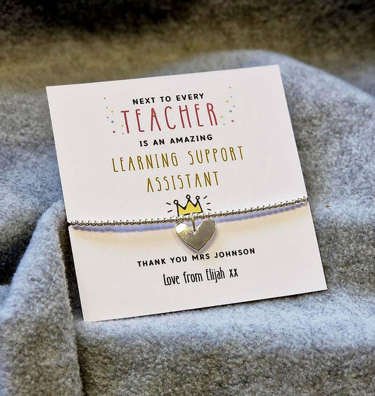 Learning Support Assistant Personalised Silver Plated LSA Bracelet: Classroom Assistant Gift