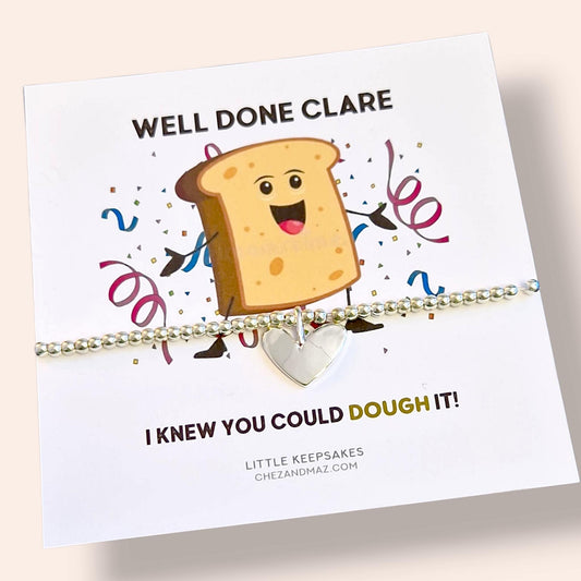 Funny Silver Plated Bracelet: Baker Gift, 'Dough It' Bread Pun