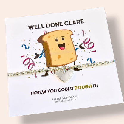 Funny Silver Plated Bracelet: Baker Gift, 'Dough It' Bread Pun