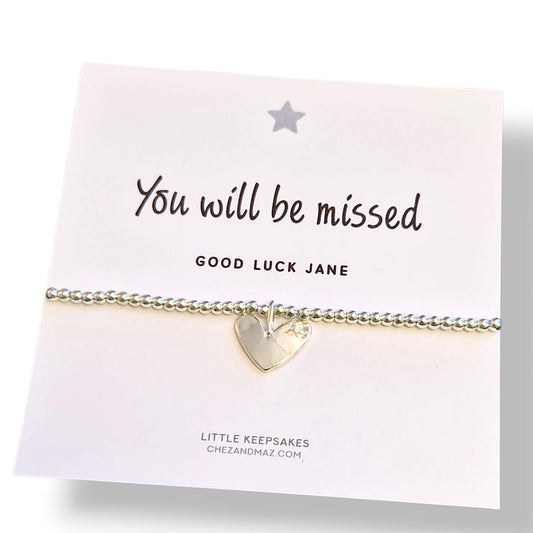 You Will Be Missed Silver Plated Bracelet: Personalised Leaving Gift