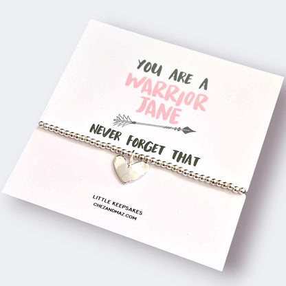 Warrior Silver Plated Charm Bracelet: Cancer Support Gift