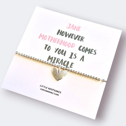 Adoption Parent Bracelet: Silver Plated Heart Charm, Forever Family Keepsake