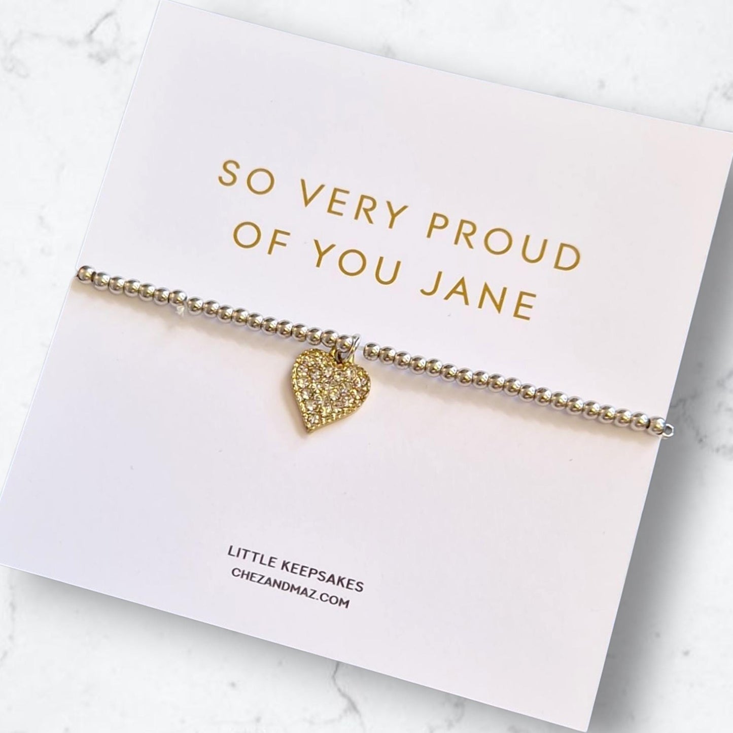 Personalised "So Proud of You" Bracelet: Inspirational Acrylic Bead Jewellery
