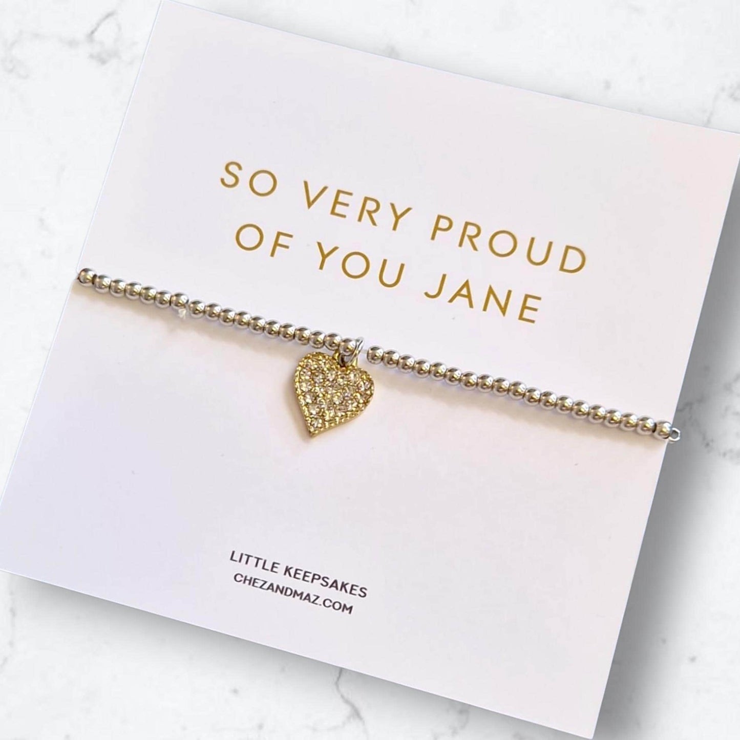 Personalised "So Proud of You" Bracelet: Inspirational Acrylic Bead Jewellery