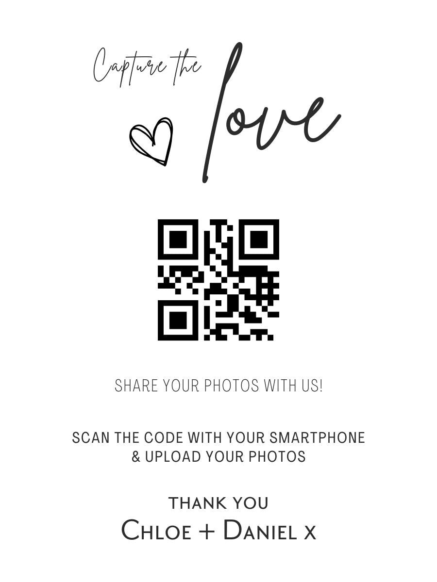 Wedding QR Code Photo Sharing Cards: Personalised Engagement Announcement (7x10 cm A7 Size), Birthday, Celebration, Anniversary