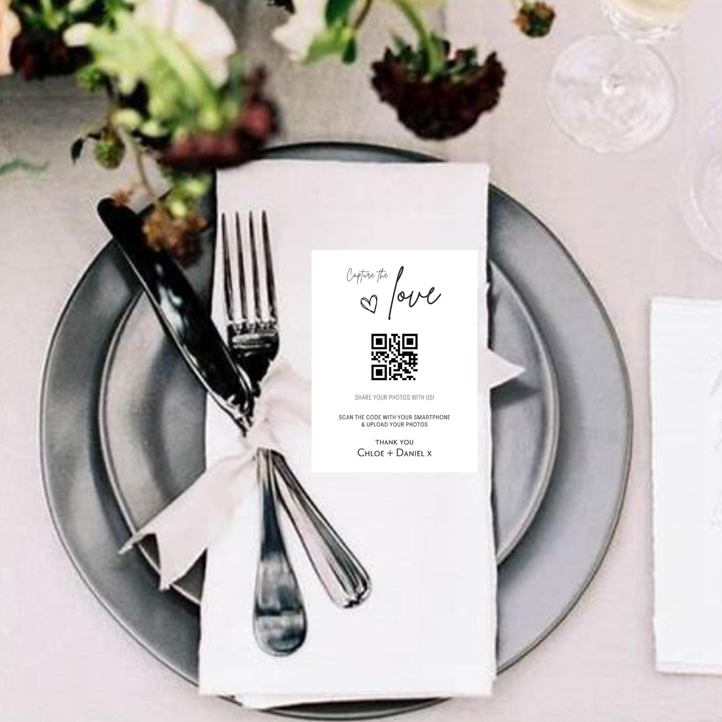 Wedding QR Code Photo Sharing Cards: Personalised Engagement Announcement (7x10 cm A7 Size), Birthday, Celebration, Anniversary