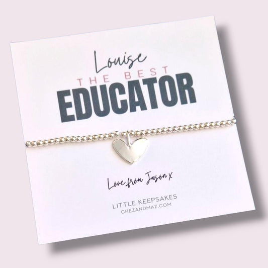 Best Educator  End of Year Gift I Leaving School I Thank You Gift  I End of Term Gift I Silver Plated  Bracelet Appreciation Jewellery