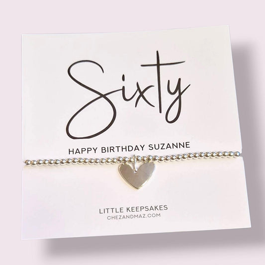 60th Birthday Personalised  Silver Plated Charm Bracelet: Milestone Jewellery, sixty, 60