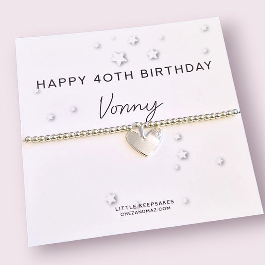 40th, Forty, 40, Birthday Silver Plated Bracelet: Personalised Milestone Jewellery