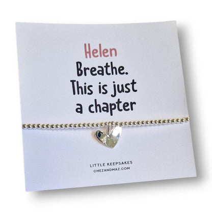 Just Breathe Inspirational Silver-Plated Bracelet: Mental Health Reminder Jewelry, support