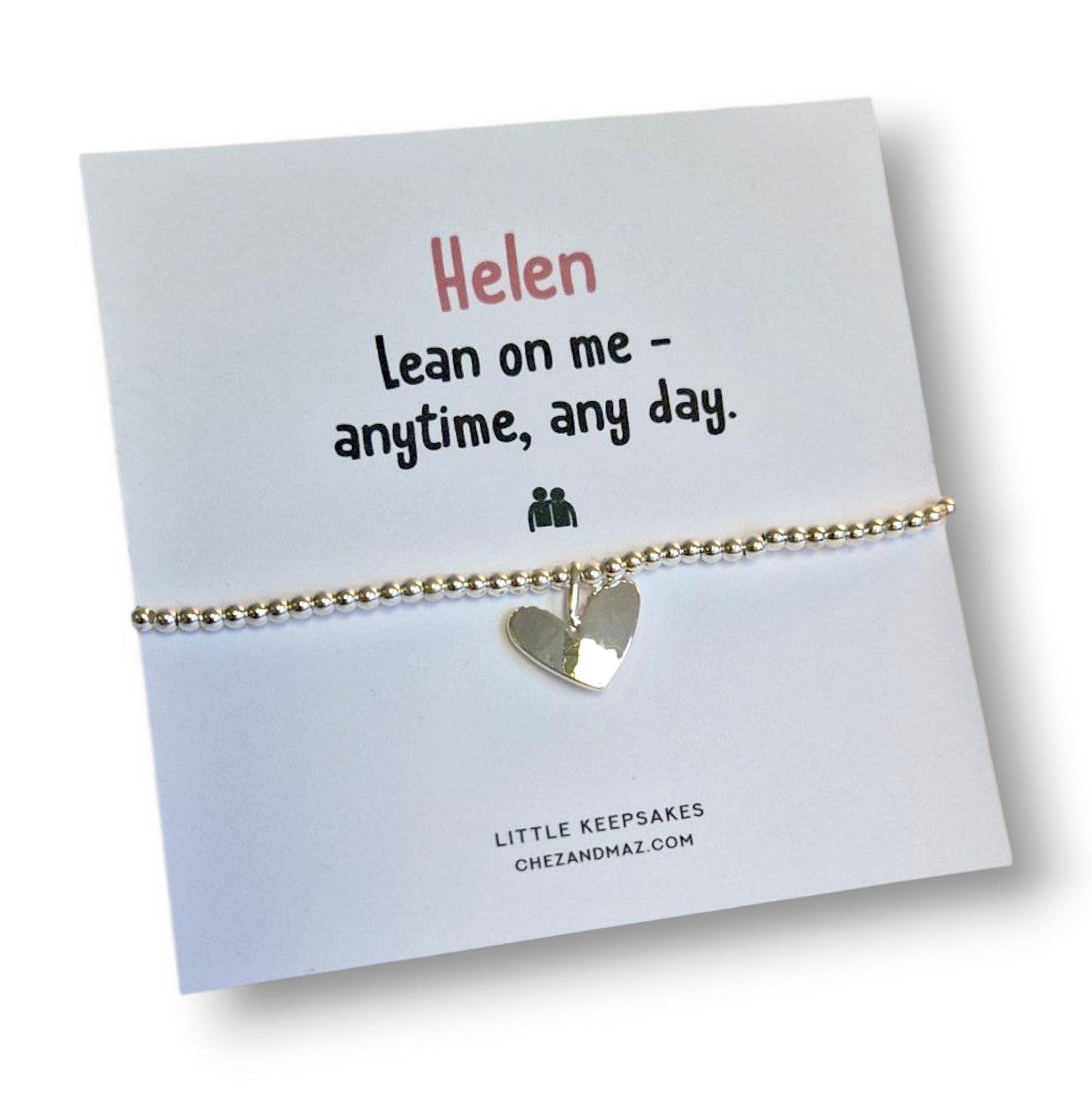 Lean on Me Anytime, Any Day Bracelet Personalised | Silver-Plated  | Friendship Gift | Support Quote Jewellery | Encouragement for Her