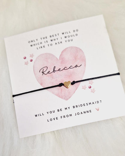 Personalised Bridesmaid Proposal Wish Bracelet: Flower Girl, Maid of Honour Gift