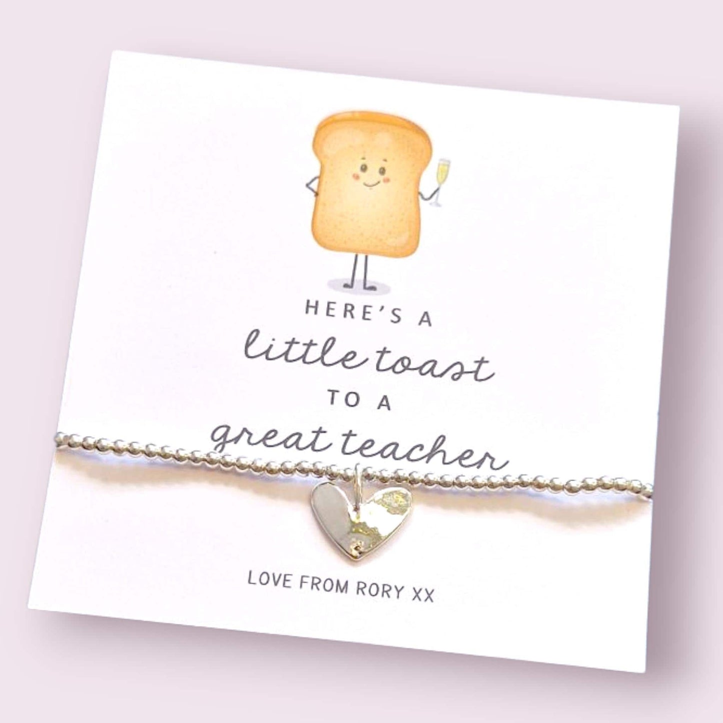 Teacher Bracelet, Personalised Silver Funny End of Year Gift - A little Toast