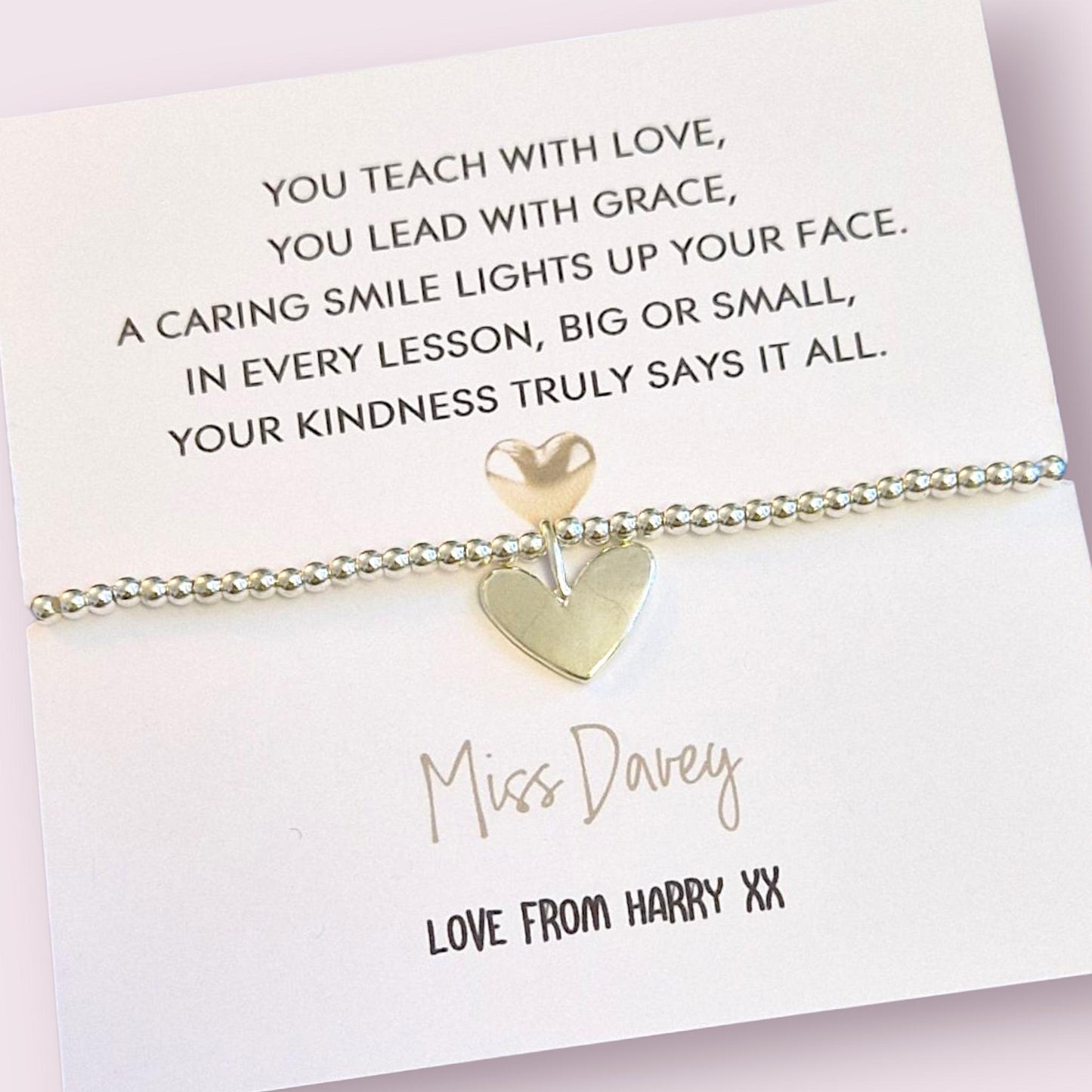 Teach with Love Silver Plated Teacher Charm Bracelet: End of Year Gift