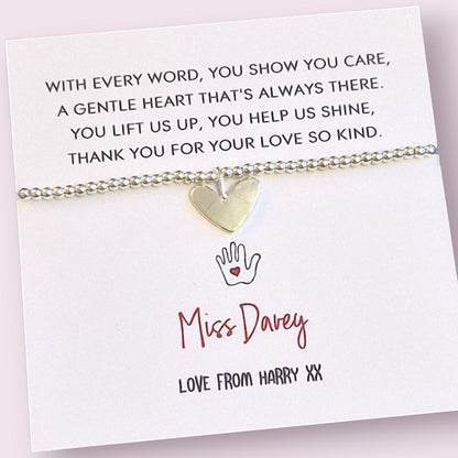 Teach with Love Silver Plated Teacher Charm Bracelet