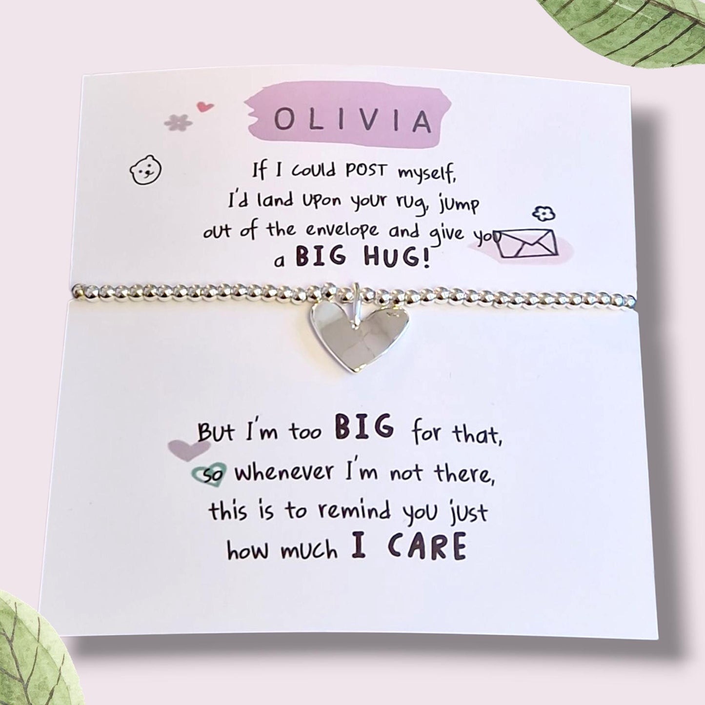 Funny Hug poem, Personalised Silver-Plated Hug Bracelet: Friendship Keepsake Gift