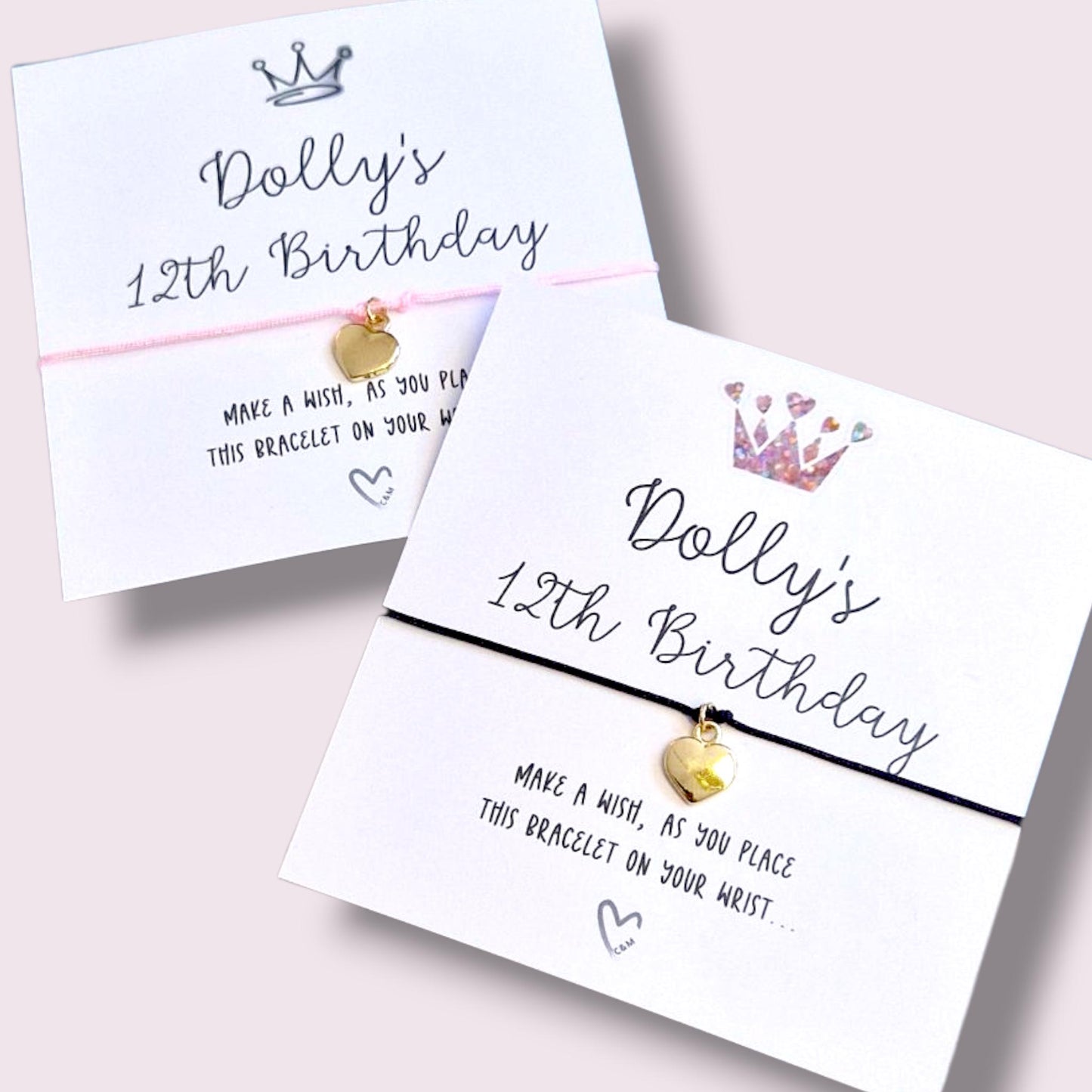 Personalized Birthday Wish Bracelet: Crown Charm, Party Favor