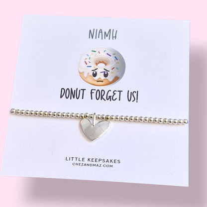 Leaving Gift Funny, Donut Forget Us Silver-Plated Bracelet: Funny Farewell Gift