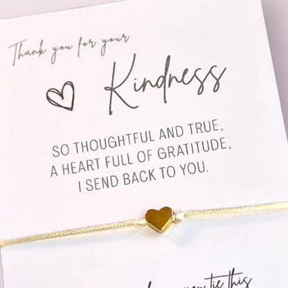Kindness Wish Bracelet: Heart Charm Thank You Gift