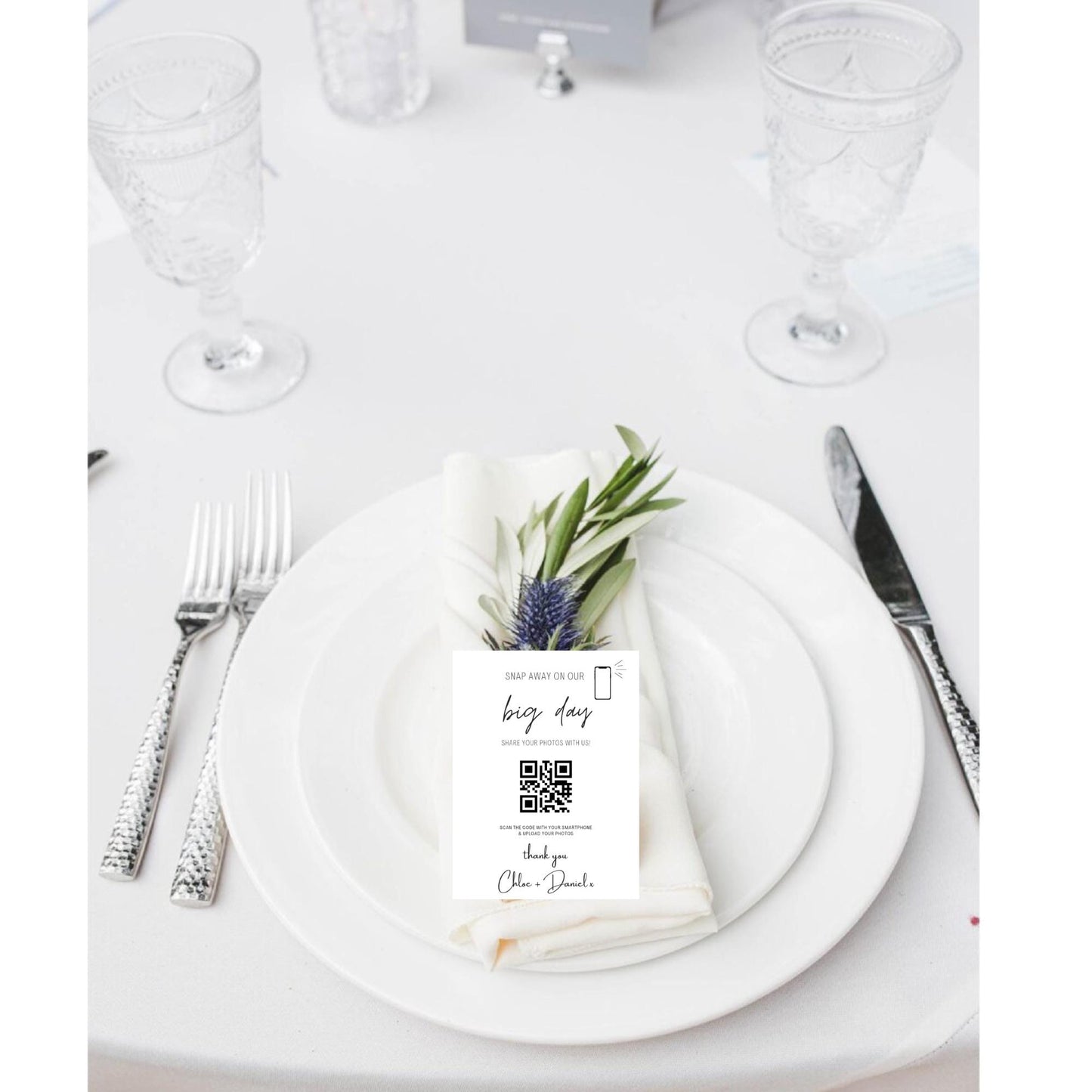 Wedding Photo Sharing Cards with QR Code: Personalized A7 Keepsake