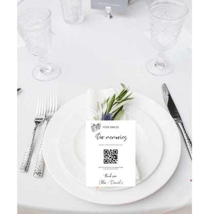 Personalised QR Code Photo Sharing Cards: Wedding Memory Keepsake (7x10 cm A7 Size)
