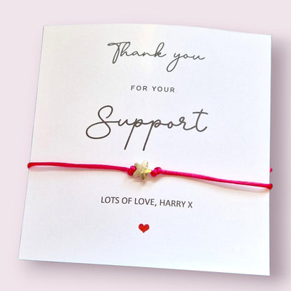 Personalized Thank You Wish Bracelet: Heart or Star Charm