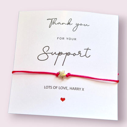Personalized Thank You Wish Bracelet: Heart or Star Charm