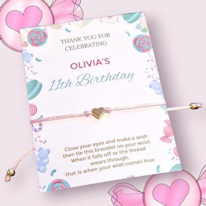 Candy Design Wish Bracelet – Girls Birthday Party Bag Filler – Sweet Themed Bracelet – Kids Party Favour – Cute Charm Gift CnY3