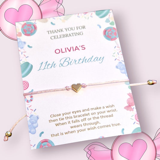 Candy Design Wish Bracelet – Girls Birthday Party Bag Filler – Sweet Themed Bracelet – Kids Party Favour – Cute Charm Gift CnY3