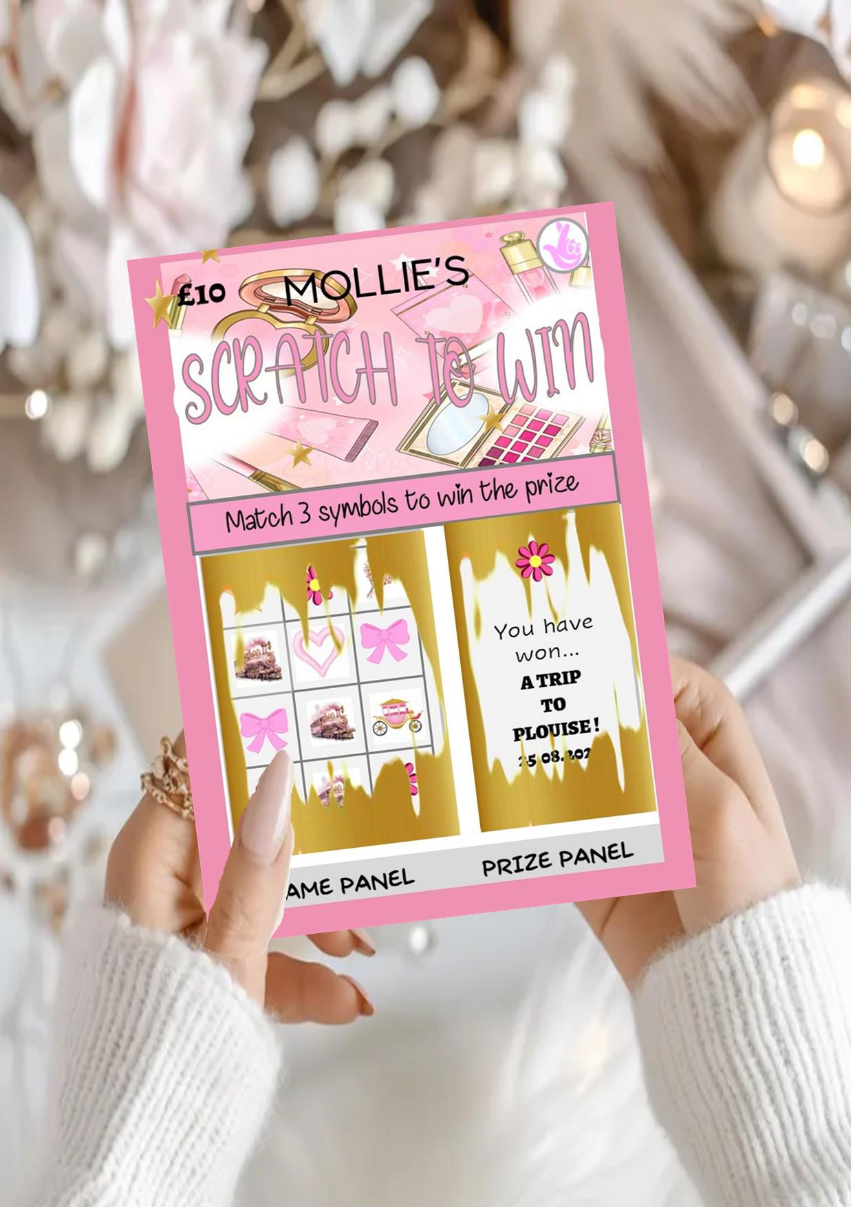 PLouise Pink Inspired Scratch to Reveal Card: Glam Makeup Gift Voucher - Surprise Gift - Empire