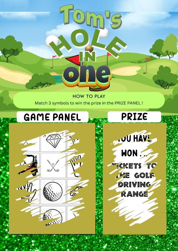 Golf Scratch Off Card: Surprise Gift for Golfers, fun lotto, Personalised, Christmas, Birthday