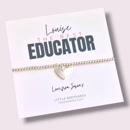 Best Educator  End of Year Gift I Leaving School I Thank You Gift  I End of Term Gift I Silver Plated  Bracelet Appreciation Jewellery