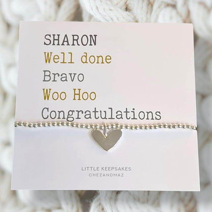 Personalised Silver Plated Bracelet – Congratulations, Well Done, Woo Hoo, Bravo – Custom Gift for Graduation, Promotion, Achievement Cm21
