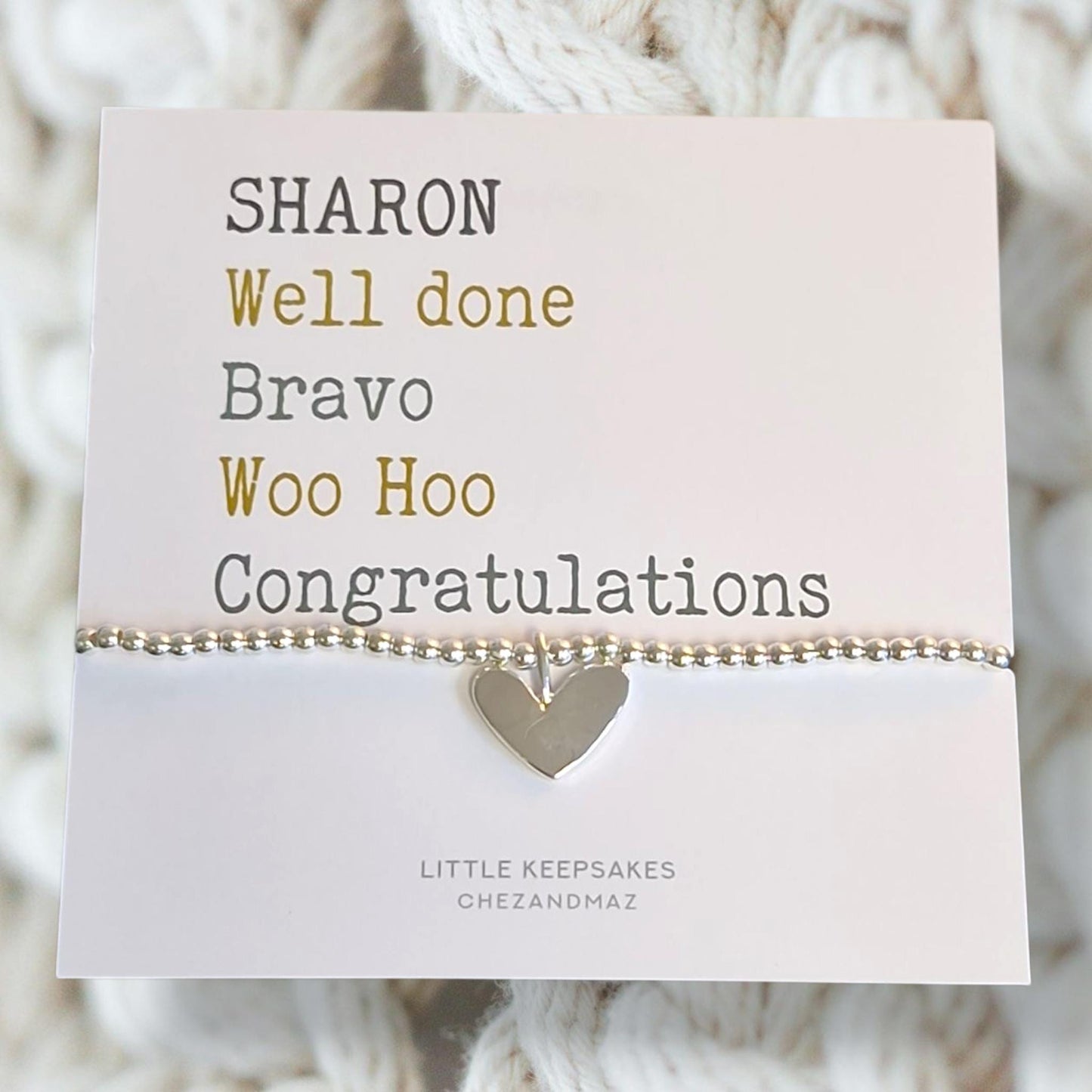 Personalised Silver Plated Bracelet – Congratulations, Well Done, Woo Hoo, Bravo – Custom Gift for Graduation, Promotion, Achievement Cm21