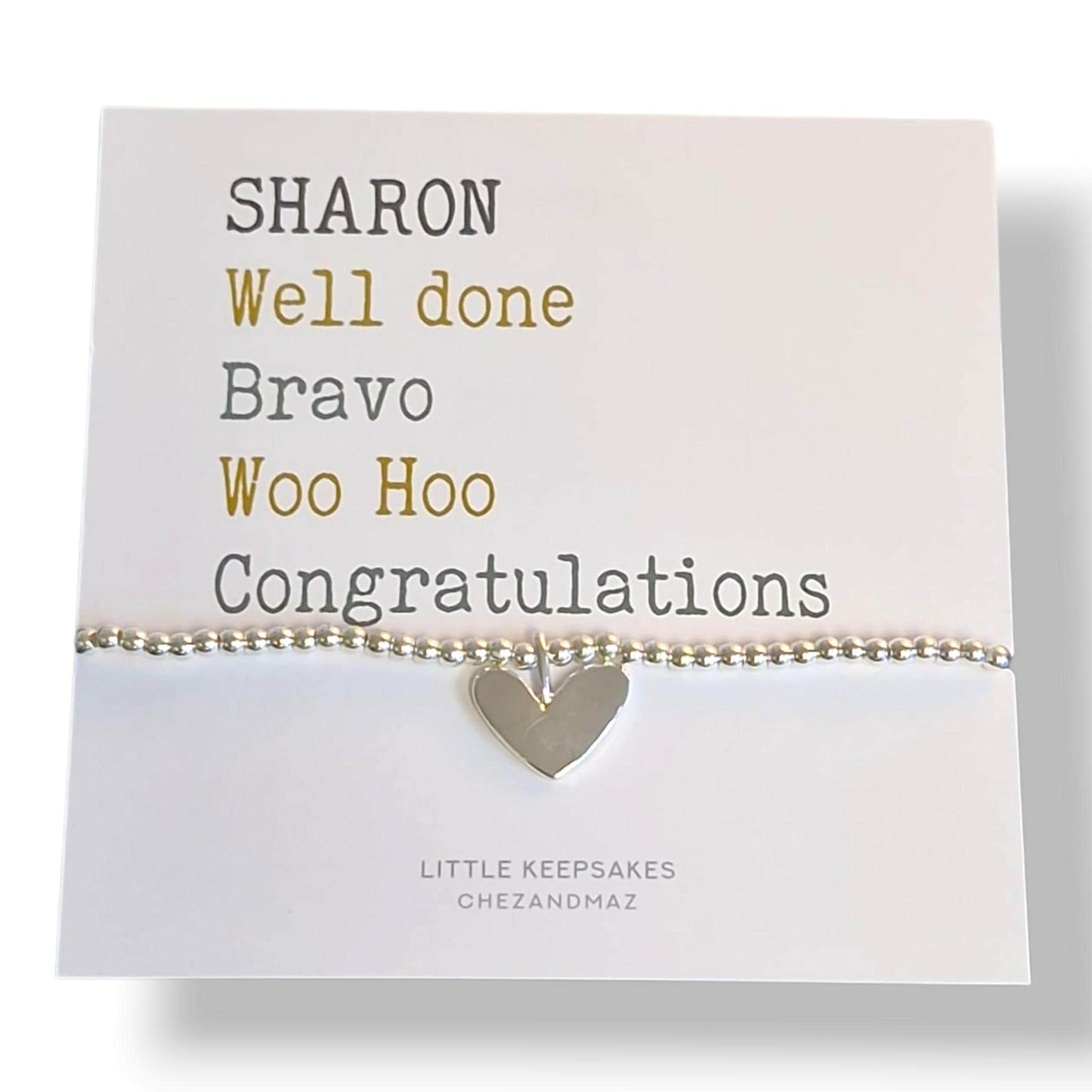 Personalised Silver Plated Bracelet – Congratulations, Well Done, Woo Hoo, Bravo – Custom Gift for Graduation, Promotion, Achievement Cm21