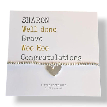 Personalised Silver Plated Bracelet – Congratulations, Well Done, Woo Hoo, Bravo – Custom Gift for Graduation, Promotion, Achievement Cm21