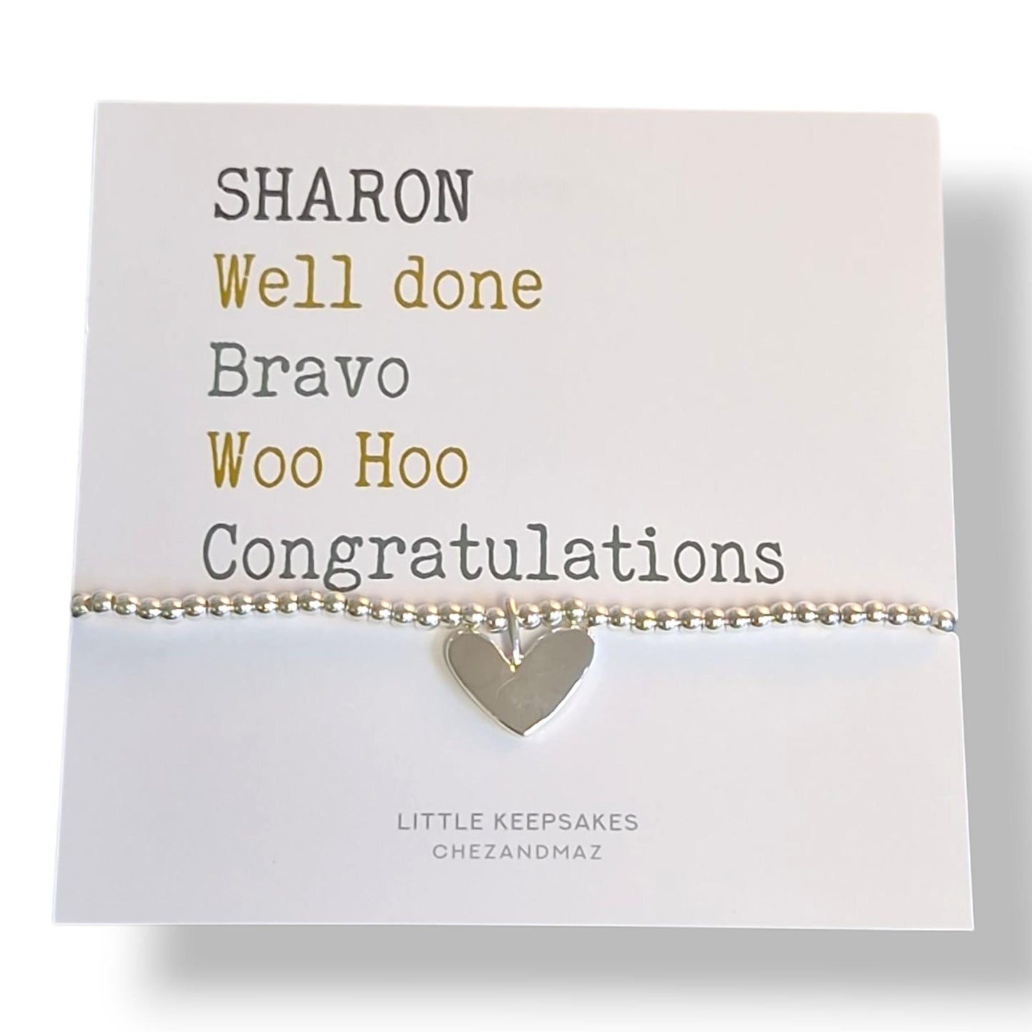 Personalised Silver Plated Bracelet – Congratulations, Well Done, Woo Hoo, Bravo – Custom Gift for Graduation, Promotion, Achievement Cm21