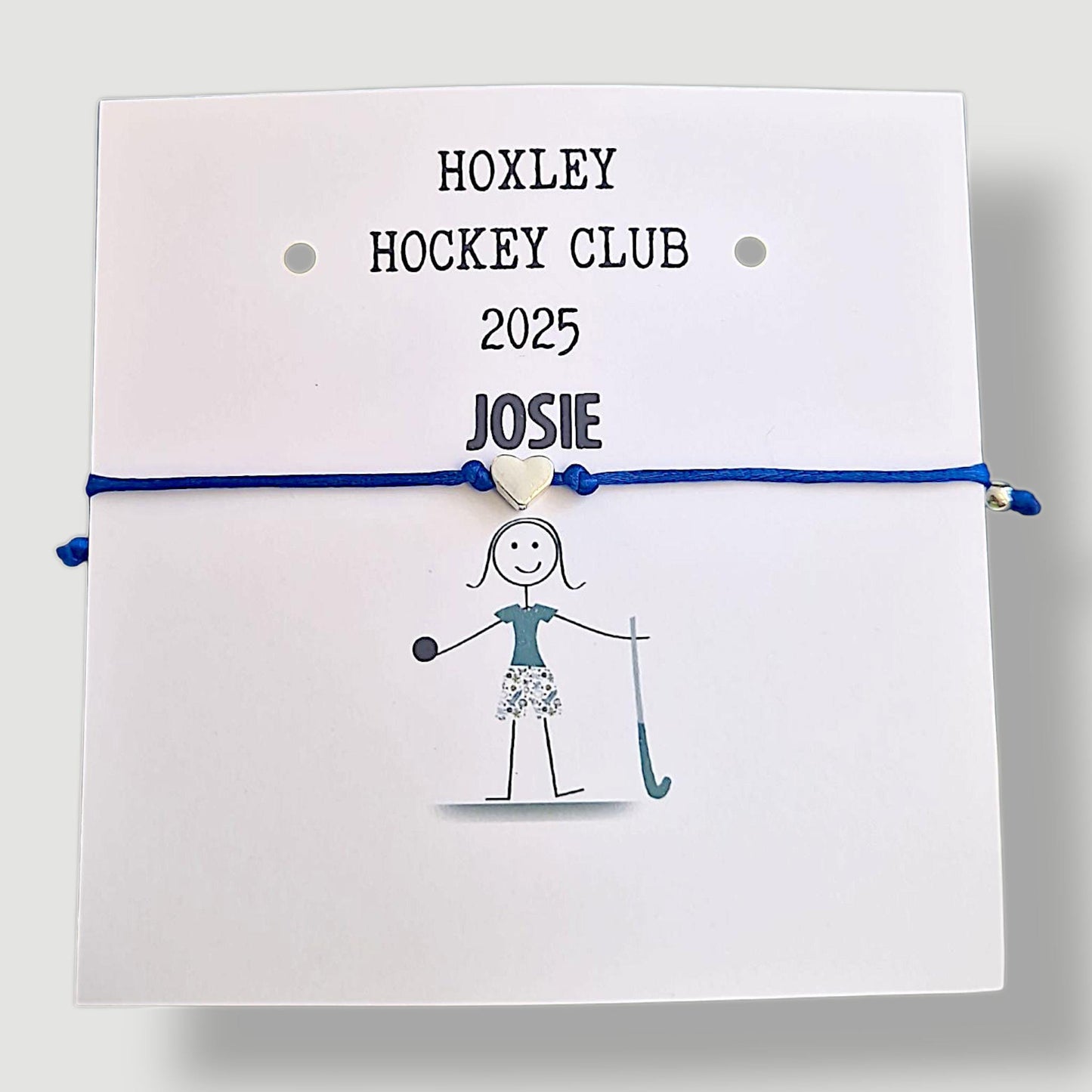 Personalised Women’s Hockey Club Wish Bracelet – Adjustable Heart or Star Charm, Gift for Female Players, Coaches & Hockey Fans - Team Gift