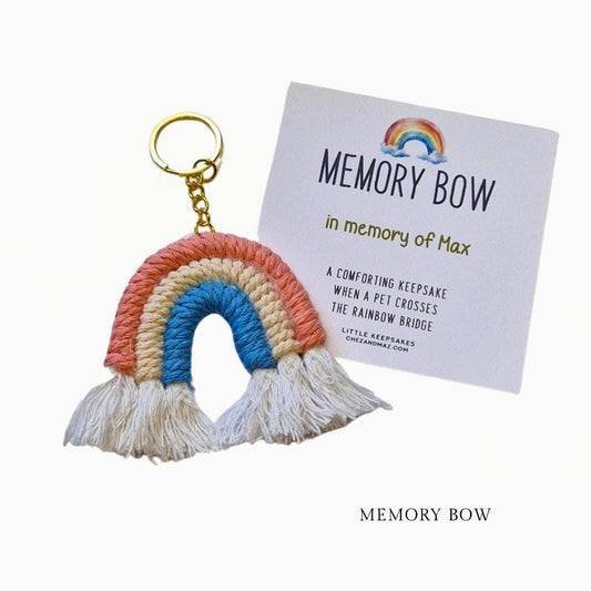 Memory-Bow Keyring & Pet Loss Poem Card | Sympathy Gift for Loss of a Pet | Rainbow Bridge Pet Loss Gifts I Memorial Keepsake Personalised